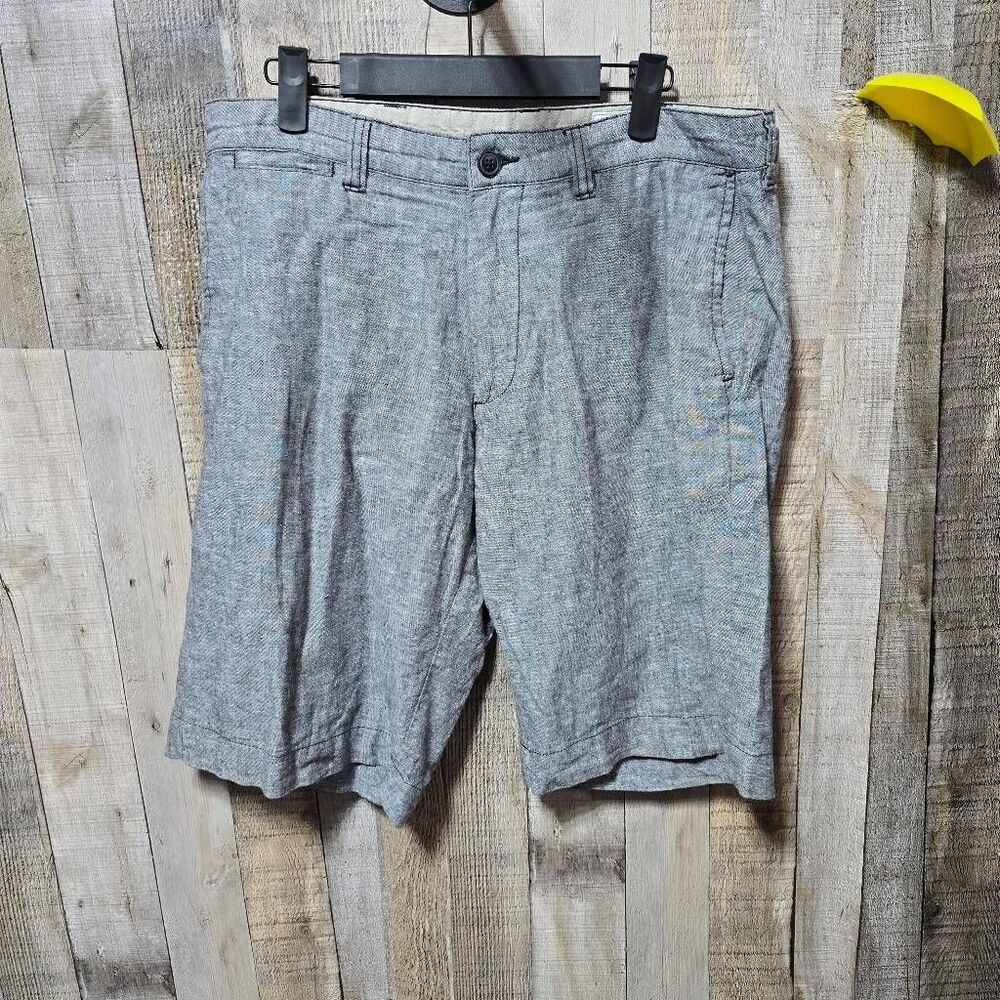 Bruno Washable Linen Blend Grey Shorts Men 34 Classic Fit